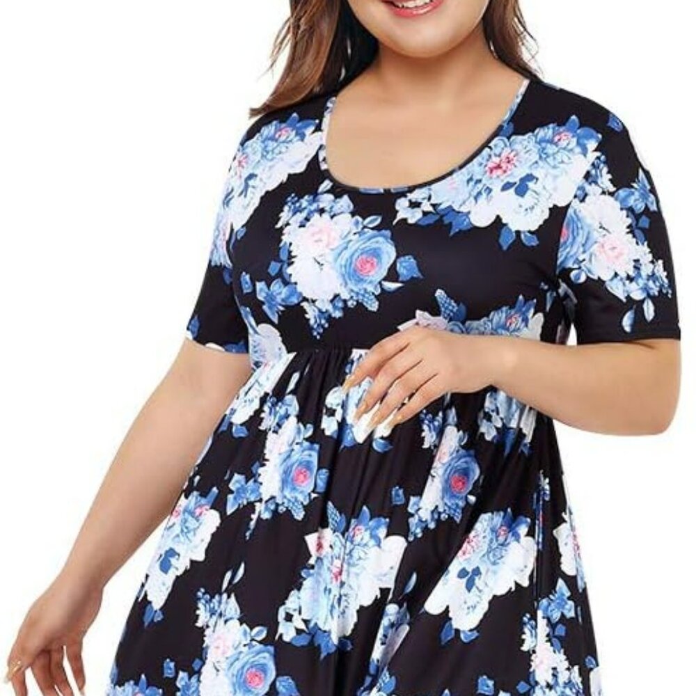 Floral High Low Swing Dress Plus Size 5XL